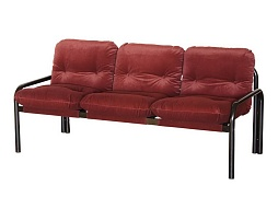Диван 2-местный со съемными подушками 1700х750х460/800 мм 792.3-КР (обивка - флок красный, м/к черный, круглая труба)
