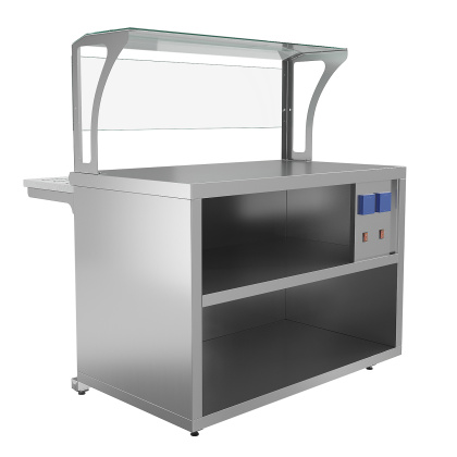 Прилавок нейтральный с верхней полкой и розетками Luxstahl ПНП (С) -1200 Premium (камень)