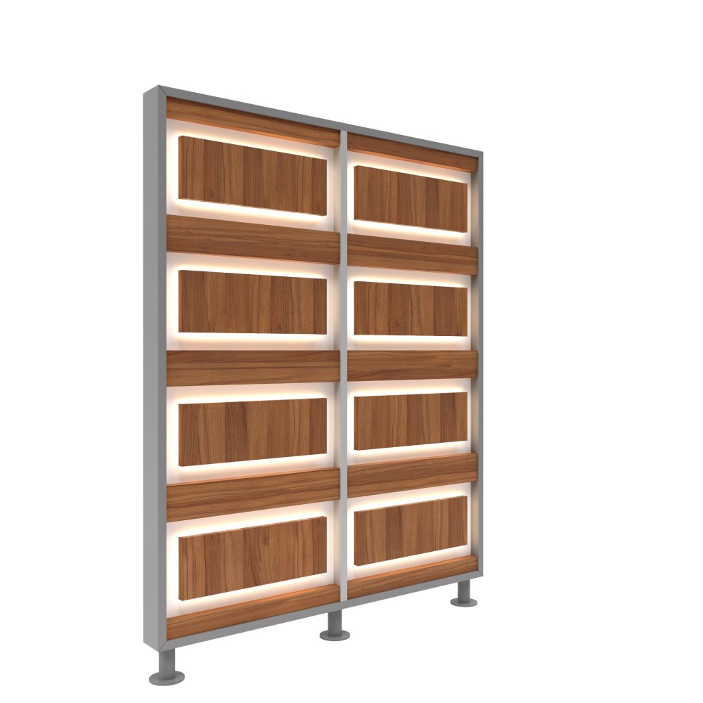 Перегородка 2-х секционная стандарт EcoWood (ЭкоВуд) с подсветкой 1275х150х1650 мм