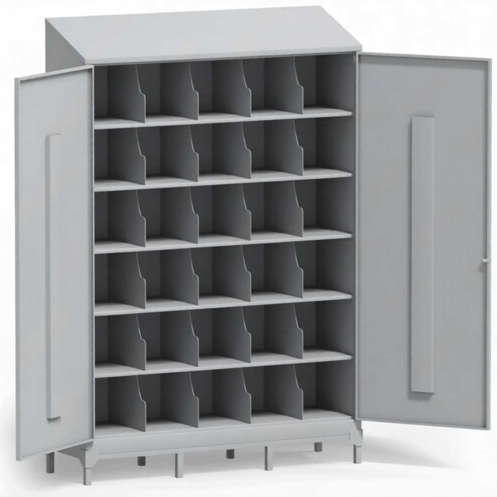 Шкаф для 30 противогазов ХПГ-30-1270 с дверьми, на ножках (1880х1270х380)