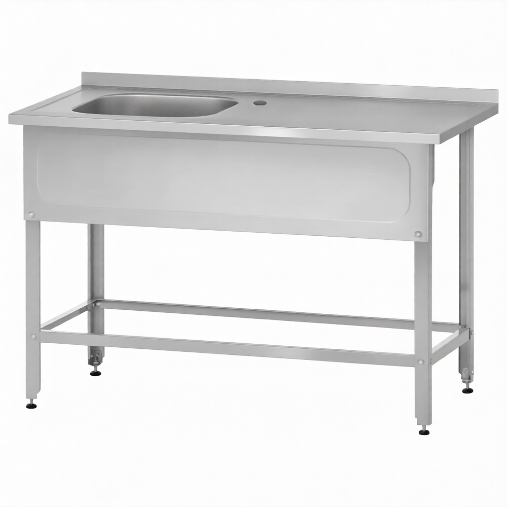 Ванна с рабочей поверхностью РПЦн  860х1000х600 левое м/о, борт, экран (ножка угловая)