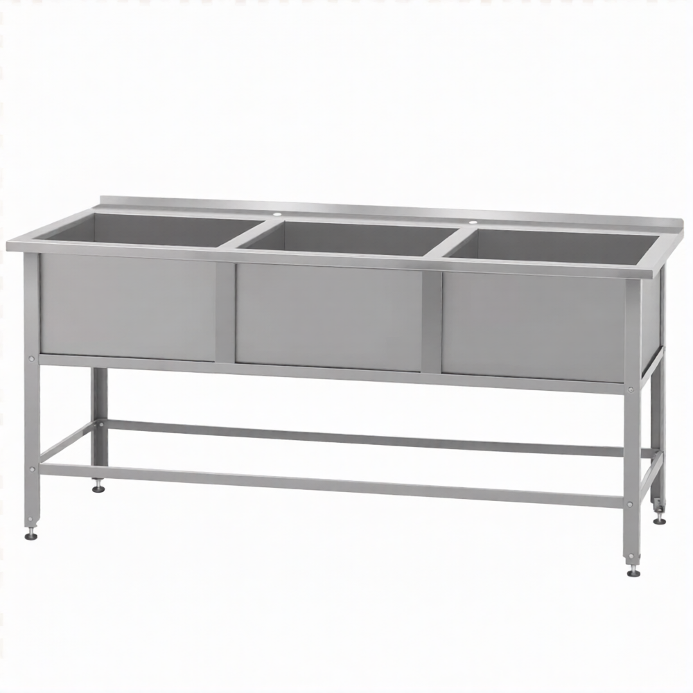 Ванна моечная «Base» ВМСб-530/3 (полка с 3-мя отв., борт)