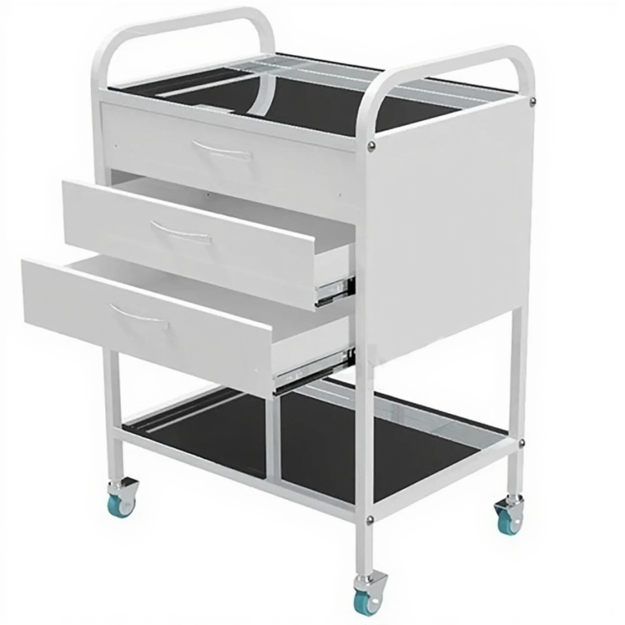 Стол медицинский инструментальный СМИ-02-03 (полки нерж., колёса серая резина)