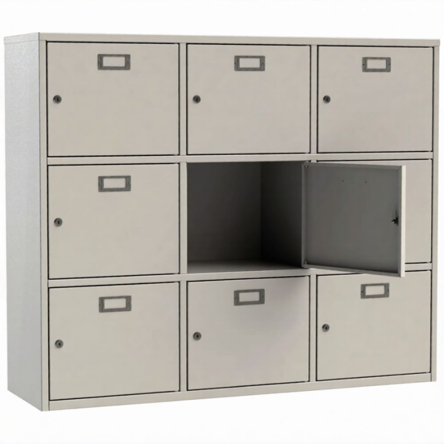 Шкаф для касок 9 ячеек (3 секции по 3 ячейки)