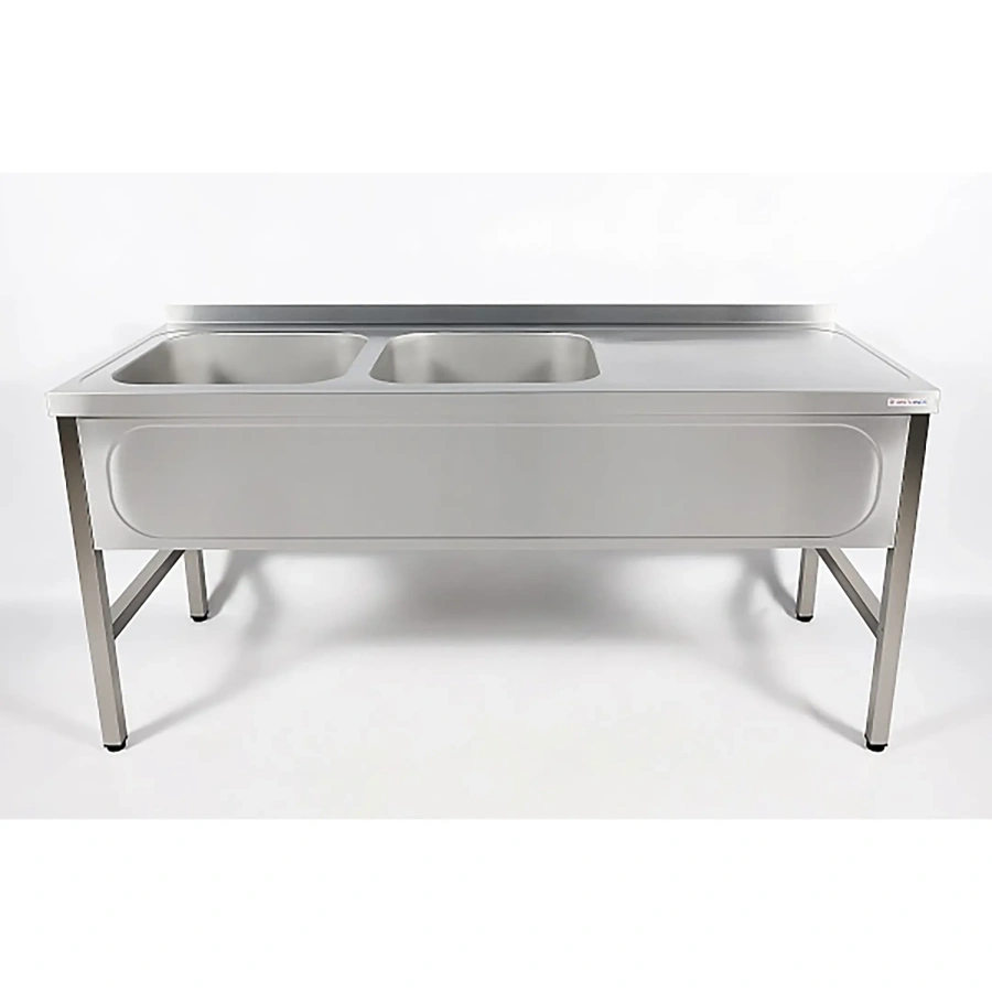 Ванна моечная двухсекционная цельнотянутая с бортом ВМЦ-2/15/7-БЛ