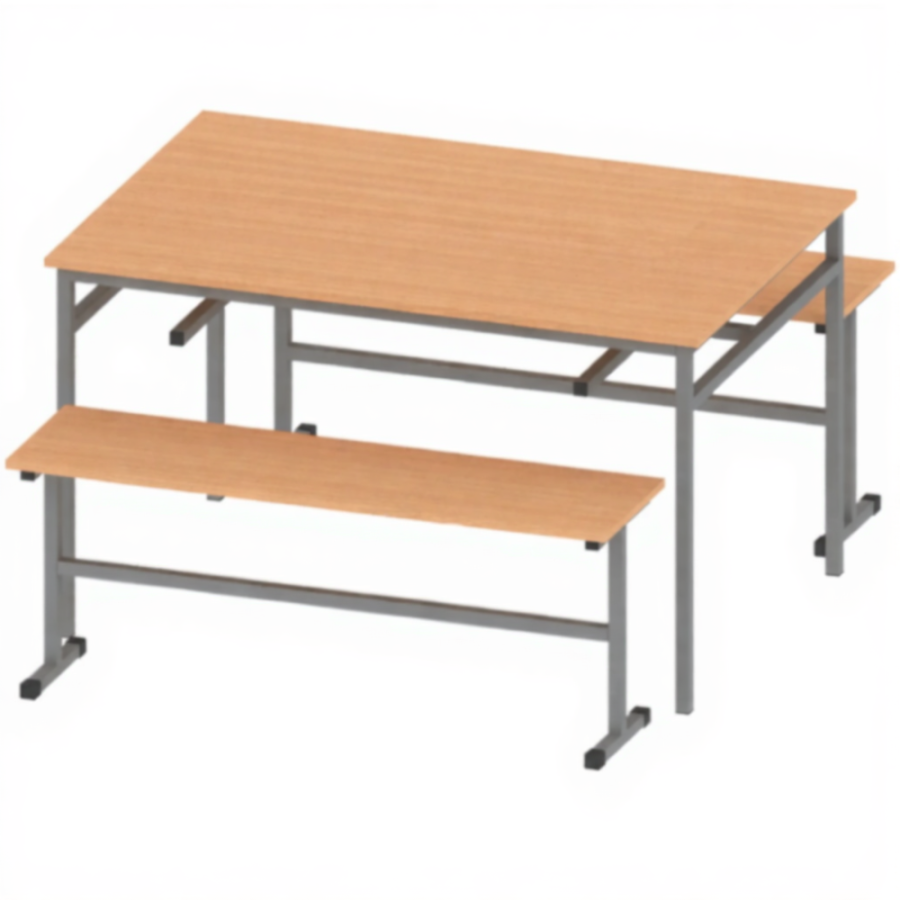 Стол обеденный с 2-мя скамейками МСТ-ШК-1, Бук Бавария Светлый