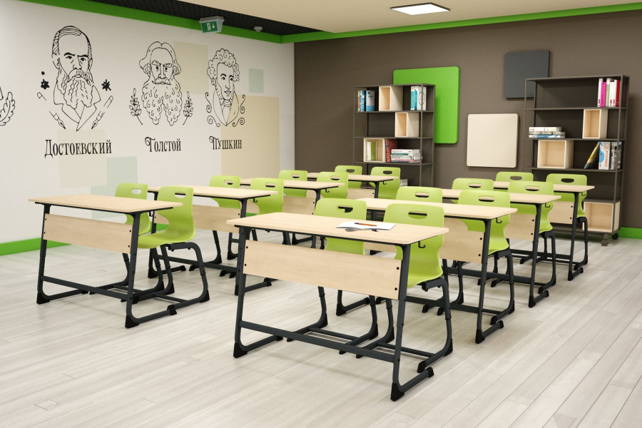 Cтол ученический белый снег/черный муар SHT-TN12/5-7