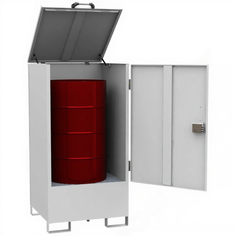 Депо для 1 бочки, оцинкованный решетчатый настил, сточный поддон