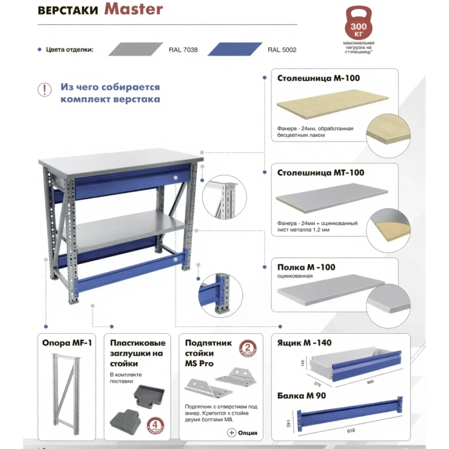 Верстак MASTER M100.MF1.MF1.013