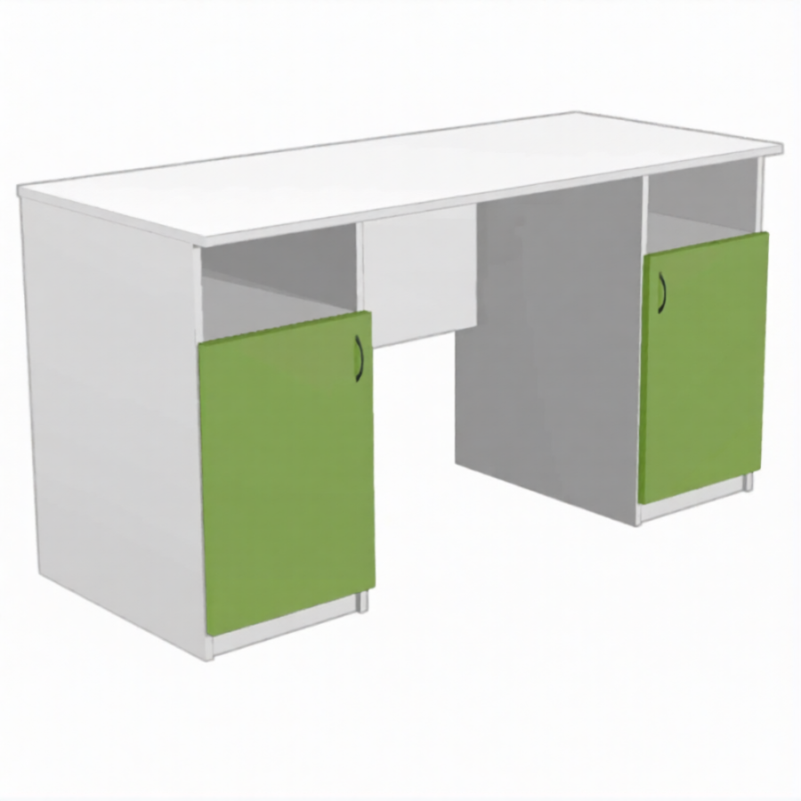 Стол рабочий с двумя тумбами СрТ-6.1 (ЛДСП белый)