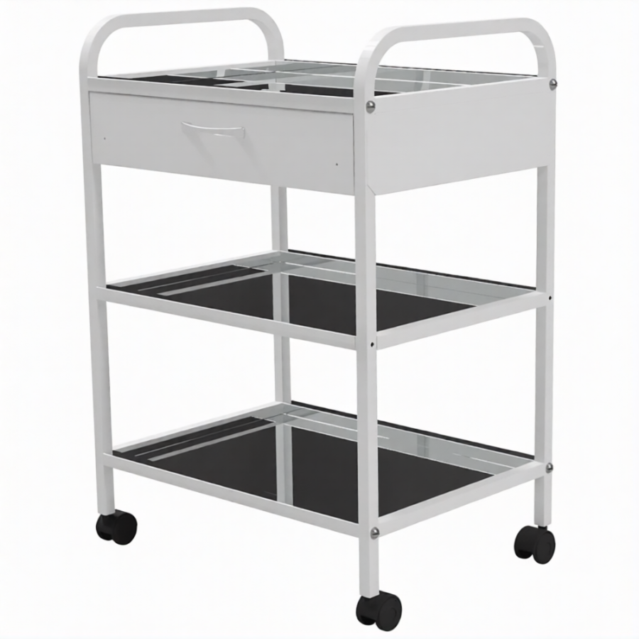 Стол медицинский инструментальный СМИ-03-01 (полки металл, колёса пластик)