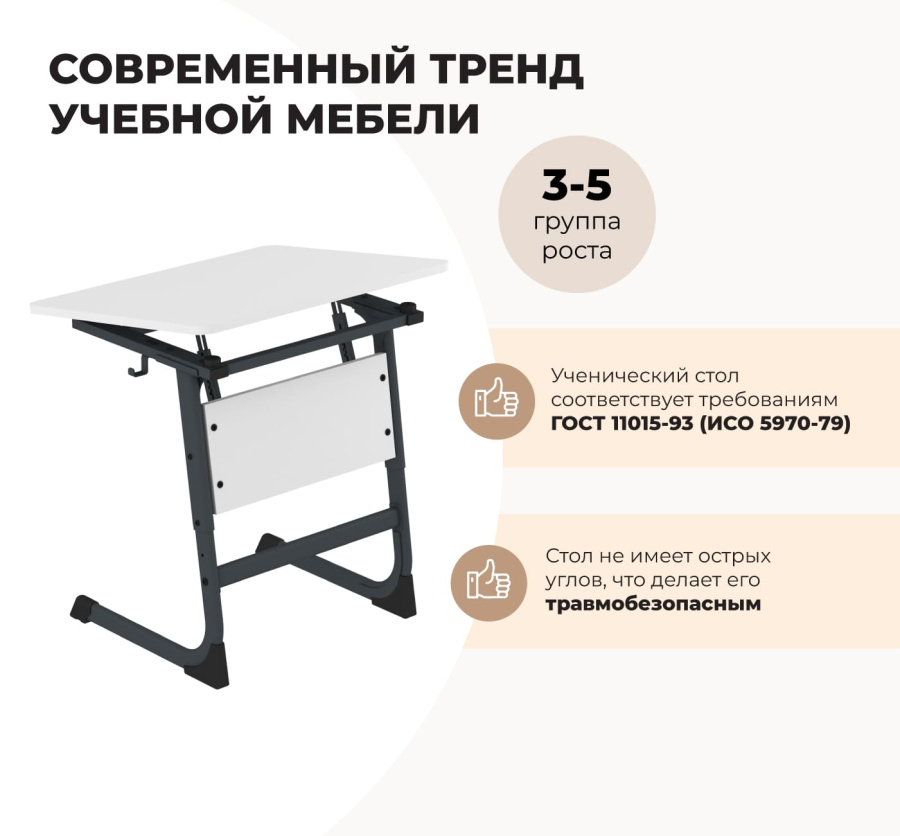 Cтол ученический береза/антрацит SHT-T-TN15/3-5